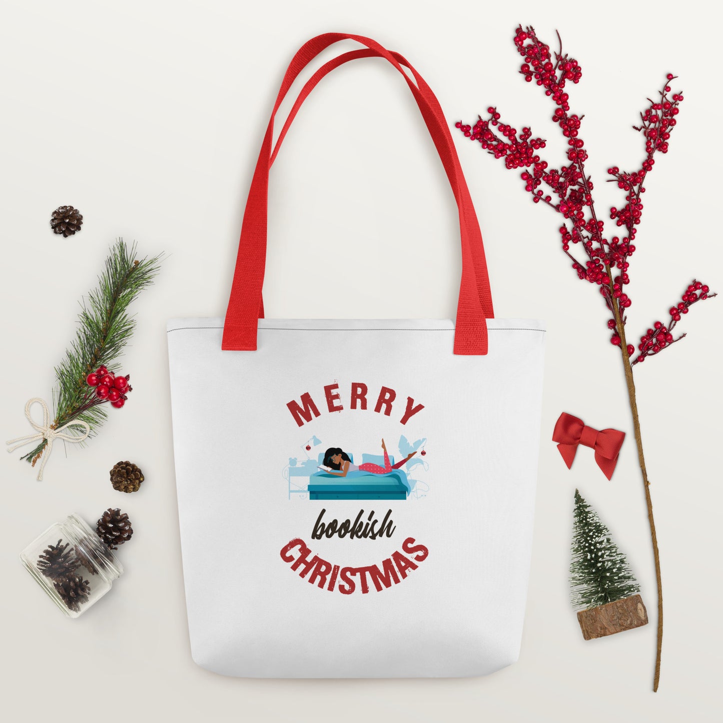 Bookish Christmas in Bed Tote bag