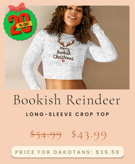 Bookish Christmas Reindeer (long-sleeve crop top)