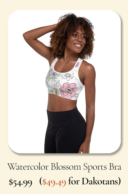 Watercolor Blossom Padded Sports Bra