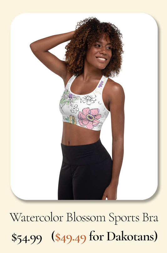 Watercolor Blossom Padded Sports Bra