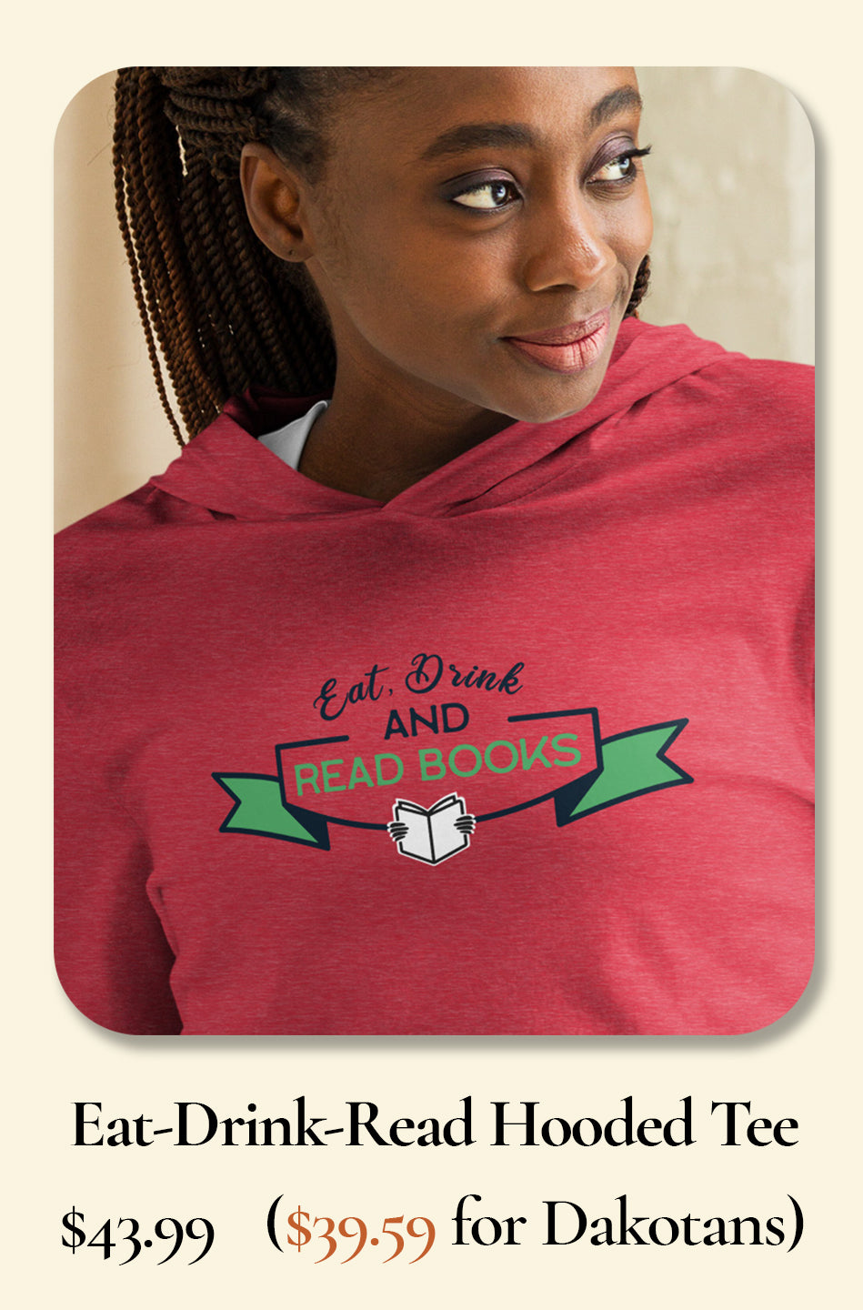 Eat-Drink-Read-Books Hooded long-sleeve tee