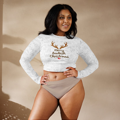 Bookish Christmas Reindeer (long-sleeve crop top)