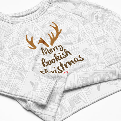 Bookish Christmas Reindeer (long-sleeve crop top)